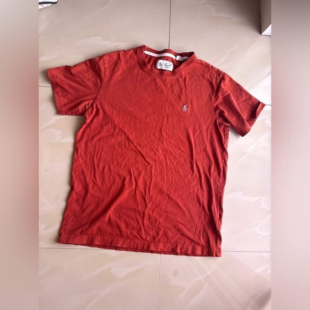 An Original Penguin T Shirt Mens Large Maroon Stretch Casual Short Sleeve M - Picture 2 of 14
